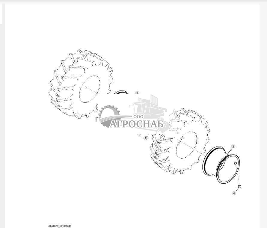 Обод — сдвоенные колеса с камерными шинами 30.5-32 20PR и 24.5-32 16PR Firestone 